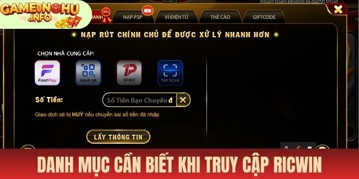 Các chức năng cơ bản cần biết khi tham gia Ricwin cực chuẩn