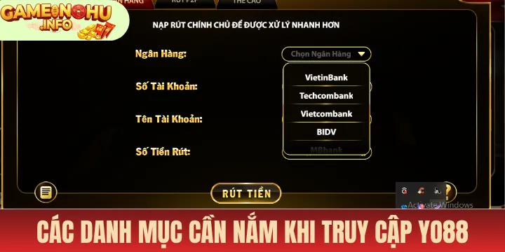 Các danh mục cần nắm rõ khi tham gia nổ hũ Yo88