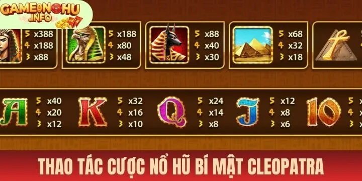 Chi tiết thao tác trong Nổ hũ Bí mật Cleopatra