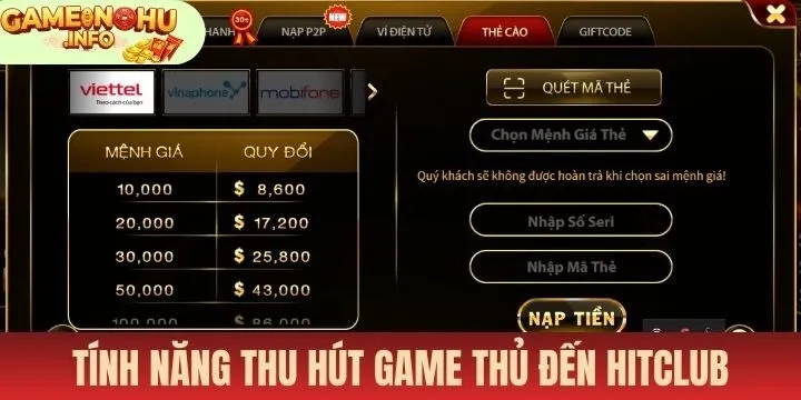 Điểm nổi bật Hitclub được yêu thích bởi người mới